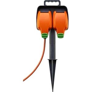 Masterplug - IP54 15m 2-Gang Garden Spike Weatherproof Sockets - Outdoor Extension Lead Masterplug - IP54 15m 2-Gang Garden Spike Weatherproof Sockets - Outdoor Extension Lead