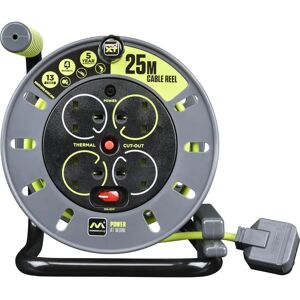 Masterplug OMU25134SL-PX PRO-XT Open Cable Reel - 25m, 4-Socket, 240V, 13A Masterplug OMU25134SL-PX PRO-XT Open Cable Reel - 25m, 4-Socket, 240V, 13A