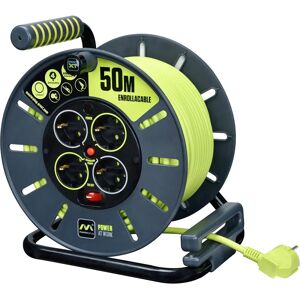 Enrouleur de câble Luceco 50m 4 prises - 16A, Gris/Vert - Publicité Enrouleur de câble Luceco 50m 4 prises - 16A, Gris/Vert - Publicité