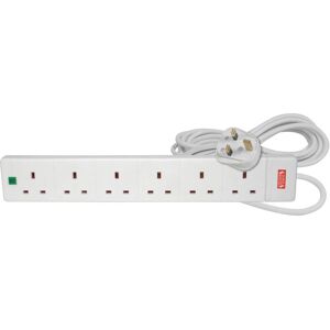 Mercury 429.850UK Extensión de corriente - 6 enchufes, 5m, Blanco Mercury 429.850UK Extensión de corriente - 6 enchufes, 5m, Blanco