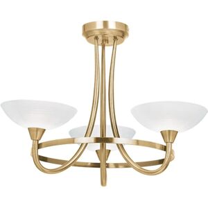 Netlighting Cagney 3 Light Semi Flush Ceiling Light Antique Brass White Glass G9 Netlighting Cagney 3 Light Semi Flush Ceiling Light Antique Brass White Glass G9