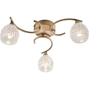 Endon Boyer 3 Light Semi Flush Ceiling Light Antique Brass - Ceiling Light Endon Boyer 3 Light Semi Flush Ceiling Light Antique Brass - Ceiling Light