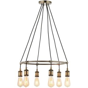Endon Lighting Hal Plate 6-Light Antique Brass Pendant Ceiling Lamp - Ceiling Light Endon Lighting Hal Plate 6-Light Antique Brass Pendant Ceiling Lamp - Ceiling Light
