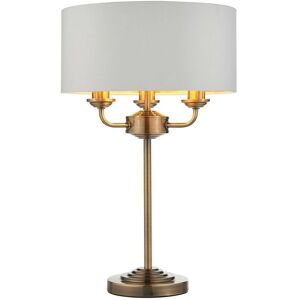 Endon Lighting Highclere Base & Shade Table Lamp - Antique Brass, White Fabric - Table Lamp Endon Lighting Highclere Base & Shade Table Lamp - Antique Brass, White Fabric - Table Lamp