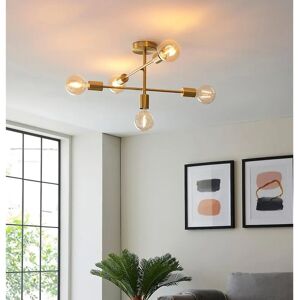 Netlighting Endon Satin Brass Ceiling Lamp - Semi Flush 5 Arms Netlighting Endon Satin Brass Ceiling Lamp - Semi Flush 5 Arms
