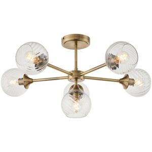 Endon Allegra 6 Light Multi Arm Glass Shade Semi Flush Ceiling Lamp - Ceiling Lamp Endon Allegra 6 Light Multi Arm Glass Shade Semi Flush Ceiling Lamp - Ceiling Lamp