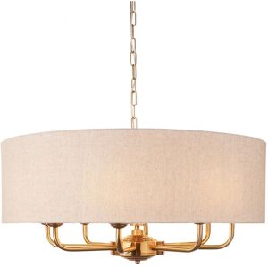 Endon Collection Lighting Highclere Multi Arm Pendant Ceiling Light - Vintage Brass & Natural Linen Endon Collection Lighting Highclere Multi Arm Pendant Ceiling Light - Vintage Brass & Natural Linen