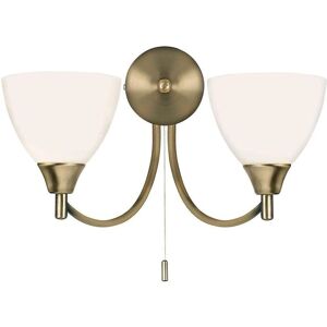 Endon Lighting Alton 2 Light Wall Light - Antique Brass, Opal Glass Endon Lighting Alton 2 Light Wall Light - Antique Brass, Opal Glass