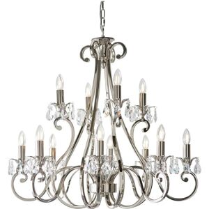 Interiors 1900 Lighting Oksana 12 Light Chandelier - Traditional, Crystal, Nickel Interiors 1900 Lighting Oksana 12 Light Chandelier - Traditional, Crystal, Nickel