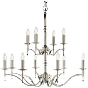 Interiors 1900 Lighting Stanford 12 Light Chandelier - Polished Nickel - E14 Interiors 1900 Lighting Stanford 12 Light Chandelier - Polished Nickel - E14