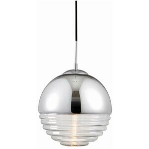 Endon Lighting Paloma Ceiling Pendant - Clear Ribbed Glass, Chrome, E14 Endon Lighting Paloma Ceiling Pendant - Clear Ribbed Glass, Chrome, E14