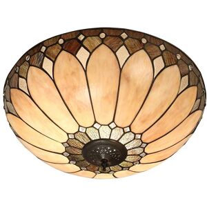 Interiors 1900 Brooklyn Tiffany Art Deco Ceiling Light - 2 Light Dark Bronze Interiors 1900 Brooklyn Tiffany Art Deco Ceiling Light - 2 Light Dark Bronze