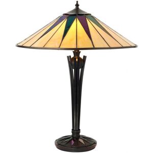 Interiors 1900 Lighting Dark Star - Large Black Tiffany Table Lamp - 2 Lights Interiors 1900 Lighting Dark Star - Large Black Tiffany Table Lamp - 2 Lights