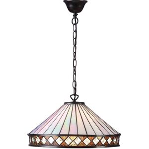 Interiors Fargo - 1 Light Ceiling Pendant Dark Bronze - Tiffany glass - E27 Interiors Fargo - 1 Light Ceiling Pendant Dark Bronze - Tiffany glass - E27