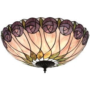 Interiors 1900 Dark Bronze Tiffany Glass 2-Light Ceiling Flush Light - Ceiling Light Interiors 1900 Dark Bronze Tiffany Glass 2-Light Ceiling Flush Light - Ceiling Light