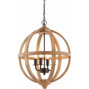 Endon Toba 4 Light Spherical Pendant - Mango Wood & Bronze Endon Toba 4 Light Spherical Pendant - Mango Wood & Bronze