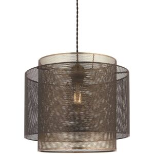 Endon Collection Lighting Plexus - 1 Light Cylindrical Pendant - Black & Brass - E27 Endon Collection Lighting Plexus - 1 Light Cylindrical Pendant - Black & Brass - E27