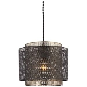 Netlighting Plexus 1 Light Cylindrical Pendant Black Antique Brass Mesh - Pendant Light Netlighting Plexus 1 Light Cylindrical Pendant Black Antique Brass Mesh - Pendant Light