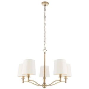 Netlighting Endon Ortona 5-Light Pendant - Antique Brass, Vintage White Faux Silk Netlighting Endon Ortona 5-Light Pendant - Antique Brass, Vintage White Faux Silk