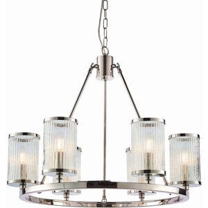 Netlighting Easton 6 Light Multi Arm Pendant Bright Nickel Ribbed Glass Bubble Effect E14 - Pendant Light Netlighting Easton 6 Light Multi Arm Pendant Bright Nickel Ribbed Glass Bubble Effect E14 - Pendant Light