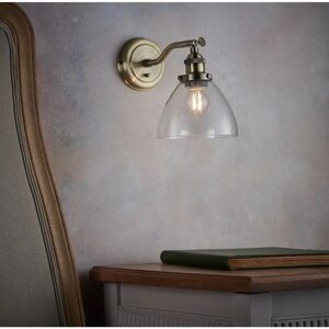 Endon Hansen Single Wall Light - Antique Brass - Clear Glass Endon Hansen Single Wall Light - Antique Brass - Clear Glass