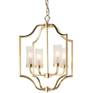 Netlighting Edrea 4 Light Ceiling Pendant - Satin Brass & Frosted Glass Netlighting Edrea 4 Light Ceiling Pendant - Satin Brass & Frosted Glass