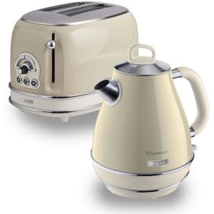 Ariete ARPK1 Retro Style Jug Kettle and 2 Slice Toaster Set - Cream Ariete ARPK1 Retro Style Jug Kettle and 2 Slice Toaster Set - Cream