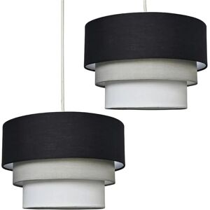 ValueLights Black Grey White Fabric 3-Tier Ceiling Pendant - Ceiling Pendant Lamp Shades ValueLights Black Grey White Fabric 3-Tier Ceiling Pendant - Ceiling Pendant Lamp Shades