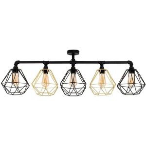 ValueLights Black Ceiling Light - 5-Way Industrial Pipework Fixture ValueLights Black Ceiling Light - 5-Way Industrial Pipework Fixture