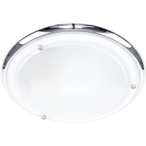 ValueLights Chrome Opal Glass Diffuser IP44 Flush Ceiling Light - Ceiling Light ValueLights Chrome Opal Glass Diffuser IP44 Flush Ceiling Light - Ceiling Light
