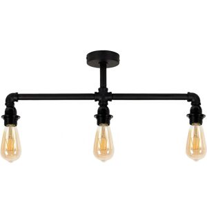 ValueLights Luiggi Industrial 3 Way Black Ceiling Bar Light - Ceiling Light ValueLights Luiggi Industrial 3 Way Black Ceiling Bar Light - Ceiling Light