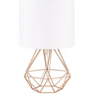 ValueLights Angus Copper Table Lamp - Modern geometric style, Copper effect finish, White fabric shade - Table Lamp ValueLights Angus Copper Table Lamp - Modern geometric style, Copper effect finish, White fabric shade - Table Lamp