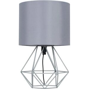 ValueLights Angus Geometric Grey Table Lamp - Modern, Grey Fabric Shade ValueLights Angus Geometric Grey Table Lamp - Modern, Grey Fabric Shade
