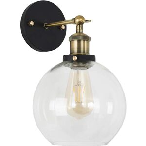 ValueLights Sheridan Brass Indoor Wall Light - Vintage industrial style, Black and gold finish, Drop-down glass globe shade ValueLights Sheridan Brass Indoor Wall Light - Vintage industrial style, Black and gold finish, Drop-down glass globe shade