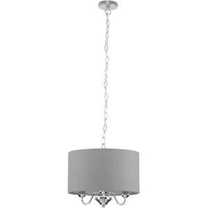 ValueLights Modern Chrome 3 Way Curved Arm Grey Linen Slimline Drum Ceiling Light Pendant - Ceiling Light ValueLights Modern Chrome 3 Way Curved Arm Grey Linen Slimline Drum Ceiling Light Pendant - Ceiling Light