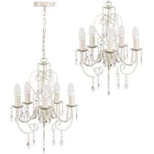 ValueLights Lille White Ceiling Light - Vintage, Acrylic, 5 Bulbs - Ceiling Light ValueLights Lille White Ceiling Light - Vintage, Acrylic, 5 Bulbs - Ceiling Light