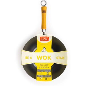 Dexam School of Wok Non Stick Flat Bottom Wok - 27cm - Black Dexam School of Wok Non Stick Flat Bottom Wok - 27cm - Black