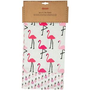 Dexam Pink Flamingo Set of 2 Tea Towels Dexam Pink Flamingo Set of 2 Tea Towels