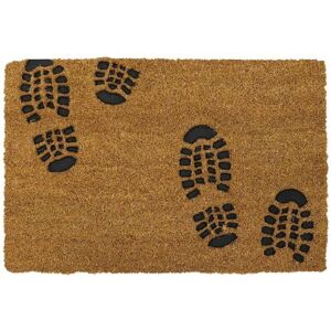 JVL Rubber Embossed Coir 40x60cm Foot Prints PVC Backed Doormat JVL Rubber Embossed Coir 40x60cm Foot Prints PVC Backed Doormat