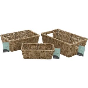 JVL Seagrass Set of 3 Rectangular Tapered Storage Baskets - Storage Baskets JVL Seagrass Set of 3 Rectangular Tapered Storage Baskets - Storage Baskets