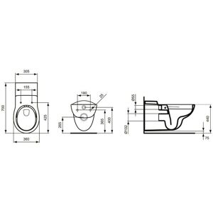 Cadă suspendată Ideal Standard S306901 fără bariere - WC Cadă suspendată Ideal Standard S306901 fără bariere - WC