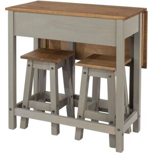 Azusa Grey Drop Leaf Extending Table & 2 Stools - Dining Table Set Azusa Grey Drop Leaf Extending Table & 2 Stools - Dining Table Set