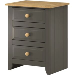 Core Capri White & Carbon Solid Pine 3-Drawer Bedside Cabinet - Bedside Cabinet Core Capri White & Carbon Solid Pine 3-Drawer Bedside Cabinet - Bedside Cabinet