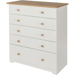 Core Colorado White & Oak 5 Drawer Chest - Storage Furniture Core Colorado White & Oak 5 Drawer Chest - Storage Furniture