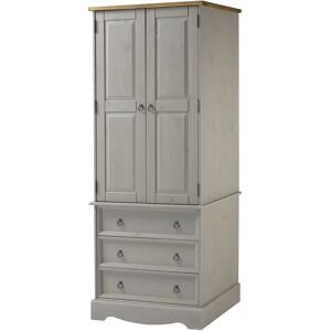 Core Corona Grey 2-Door Wardrobe with 3 Drawers - Wardrobe Core Corona Grey 2-Door Wardrobe with 3 Drawers - Wardrobe