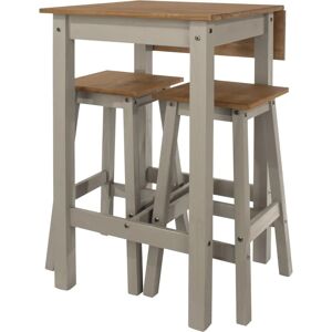 Home Source Corona Linea Pine Grey Drop Leaf Breakfast Bar Set - Dining Set Home Source Corona Linea Pine Grey Drop Leaf Breakfast Bar Set - Dining Set