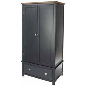 Core Products Stirling 2 Door 1 Drawer Wardrobe - Antique Oak Effect Wax and Carbon Grey Core Products Stirling 2 Door 1 Drawer Wardrobe - Antique Oak Effect Wax and Carbon Grey