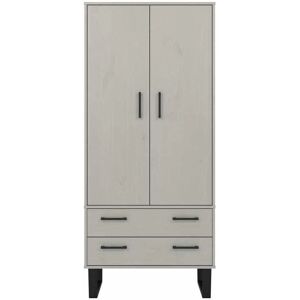Mowbray Wardrobe - Grey Waxed Pine & Black - 2 Door 2 Drawer Mowbray Wardrobe - Grey Waxed Pine & Black - 2 Door 2 Drawer