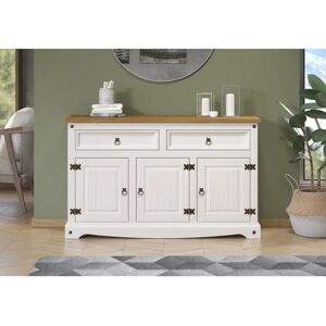 Core Corona White Sideboard - Solid Pine, 3 Doors & 2 Drawers Core Corona White Sideboard - Solid Pine, 3 Doors & 2 Drawers
