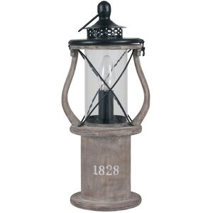 Pacific Lifestyle Gibson Wood Lantern Table Lamp - Antique Wood Decor Pacific Lifestyle Gibson Wood Lantern Table Lamp - Antique Wood Decor